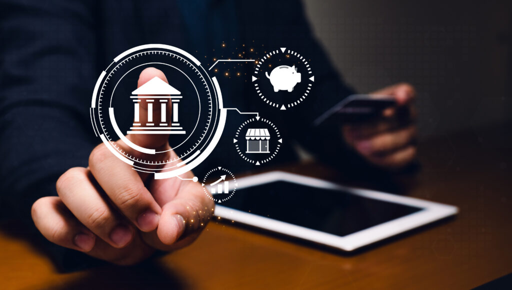 digital banking innovations modern office space professional financial technology concepts